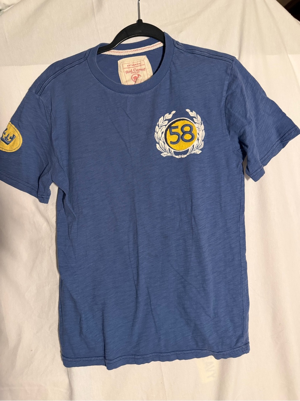 #470 Vintage Blue Short-Sleeve Tee with Yellow Crest